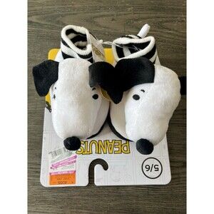 Peanuts Snoopy 3D Sock Top Slippers Unisex Kids US 5/6 Black White